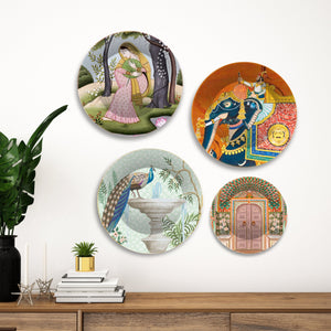 Miniature Art Wall Plates Painting Set of Four