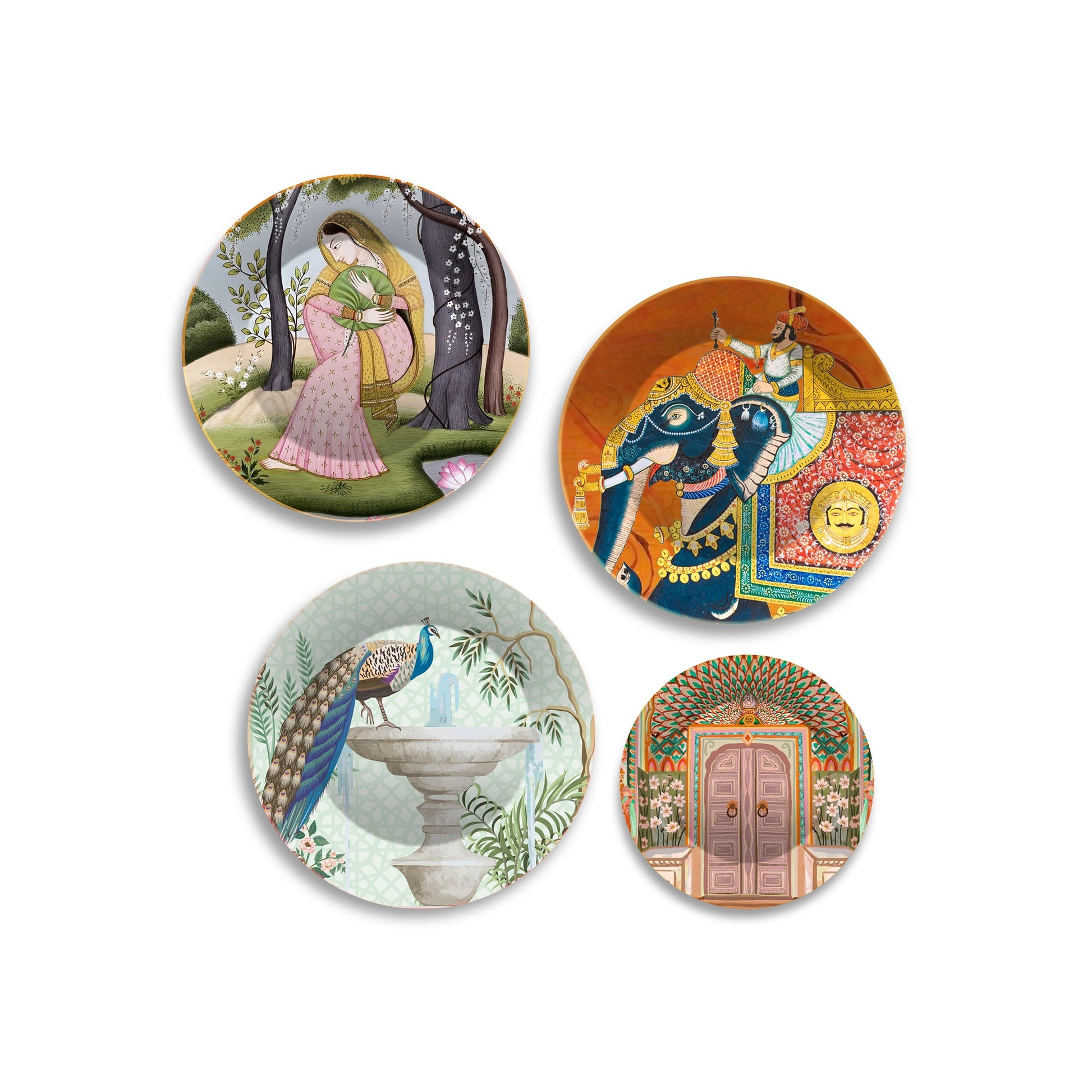 Miniature Art Wall Plates Painting Set of Four