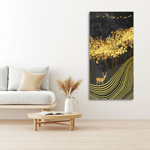 Miraculous Landscape with Golden Deer Texture Wall Painting