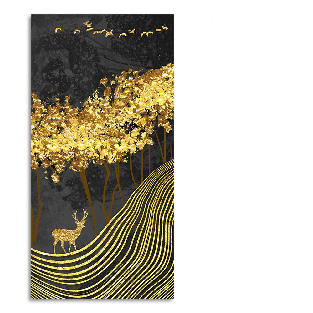 Miraculous Landscape with Golden Deer Texture Wall Painting