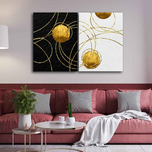 Modern Abstract Art Canvas Wall Painting of Two Pieces