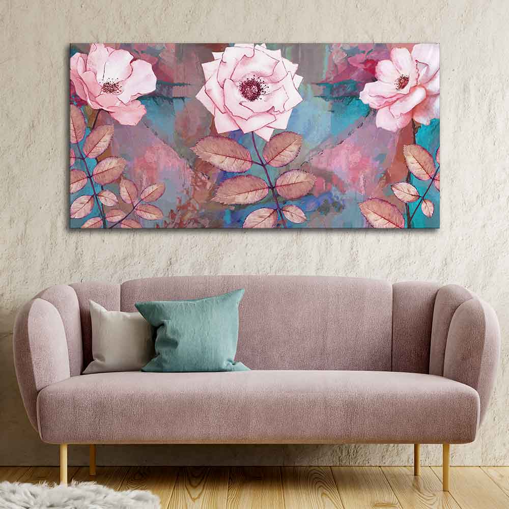 Modern Abstract Art of Pink Rose Wall Painting