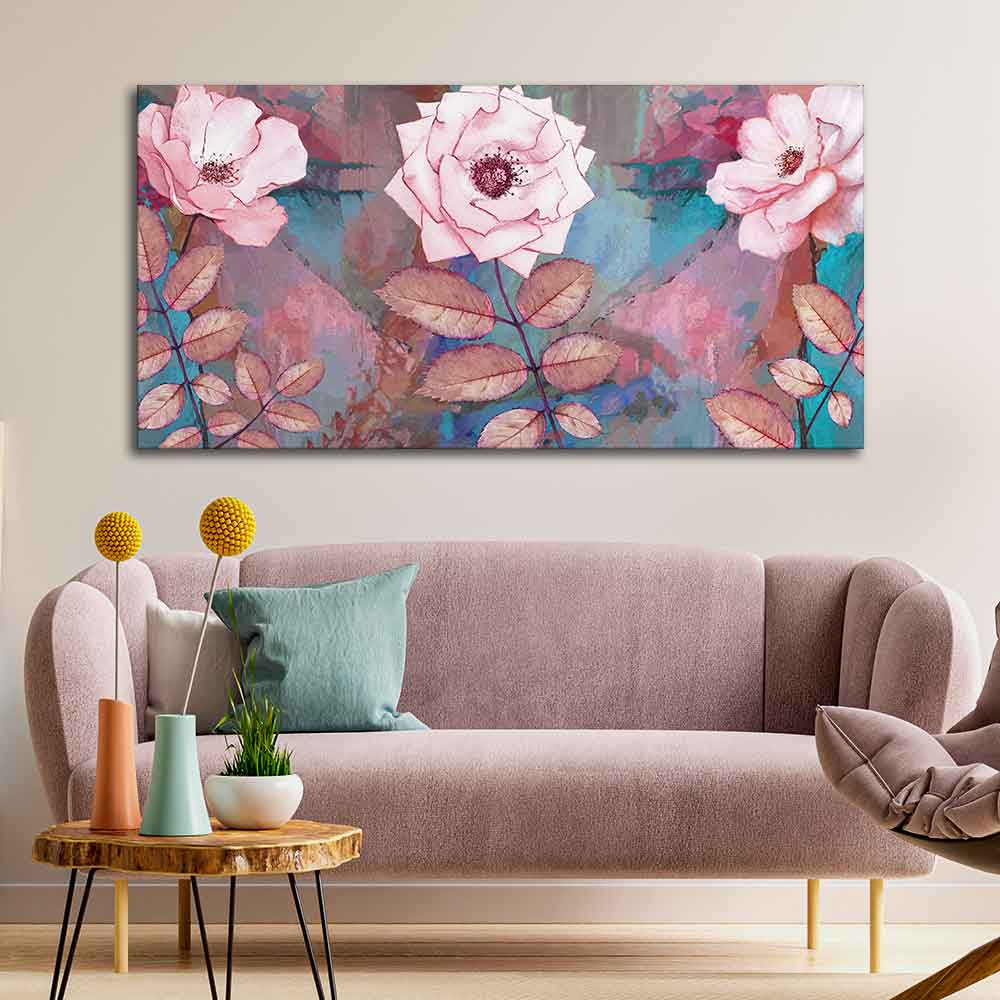 Modern Abstract Art of Pink Rose Wall Painting