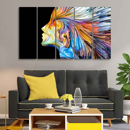 Modern Abstract Colorful Art Wall Painting Set of Five