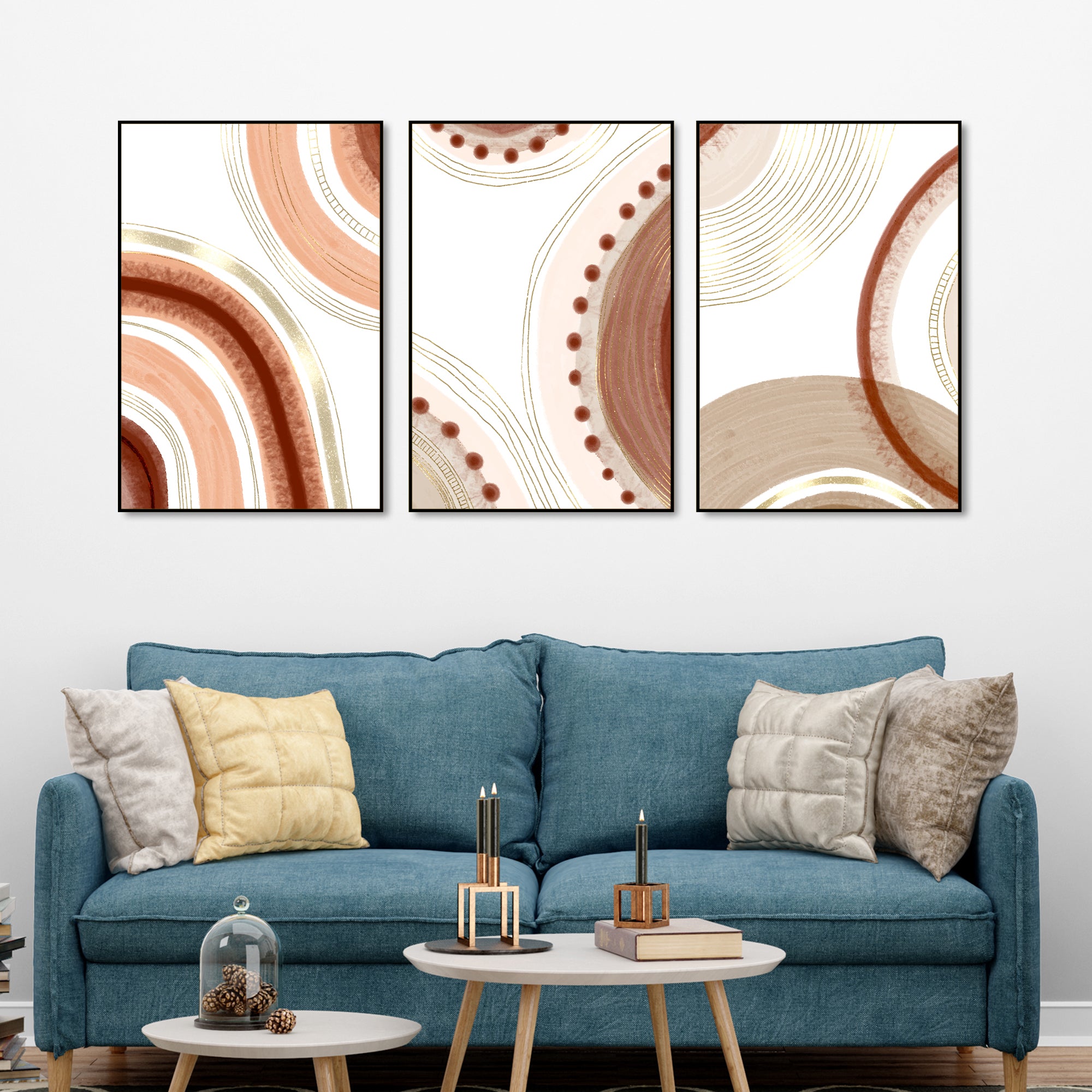 Abstract Pattern Canvas Modern Abstract Pattern Floating Canvas Wall Painting Set of Three ...