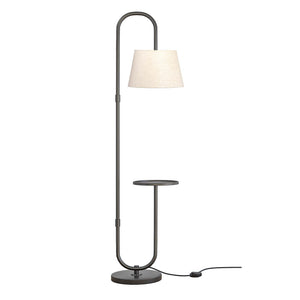 Modern Black Metal Finish Curved Floor Lamp Standing with Table Shelf