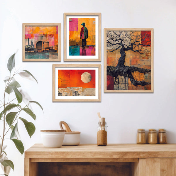 Modern Colorful Artistic Art Wall Frame Set of Four