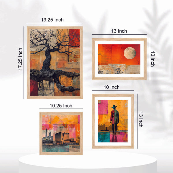 Modern Colorful Artistic Art Wall Frame Set of Four