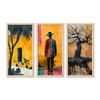 Modern Colorful Artistic Art Wooden Wall Frame Set of Three