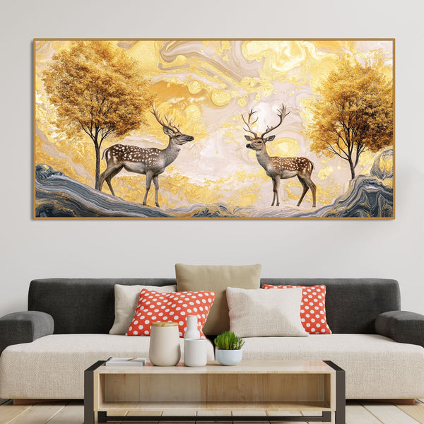 Modern Deer Nature Scenery Art Canvas Wall Painting
