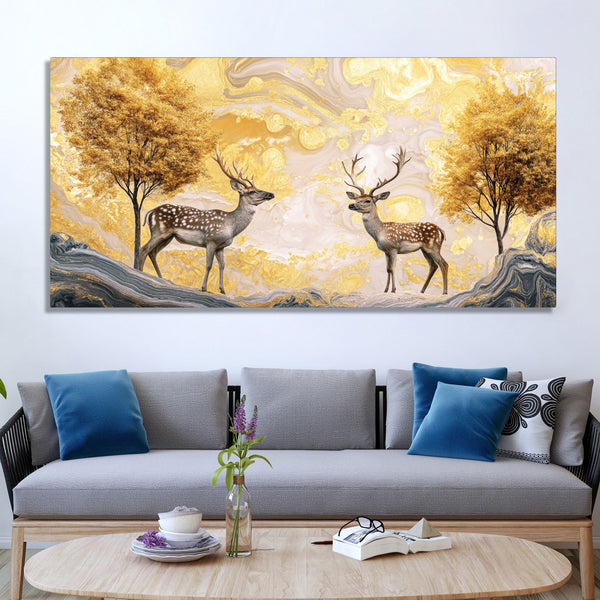 Modern Deer Nature Scenery Art Canvas Wall Painting