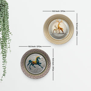 Modern Designer Art of Animals Wall Hanging Plates of Two Pieces