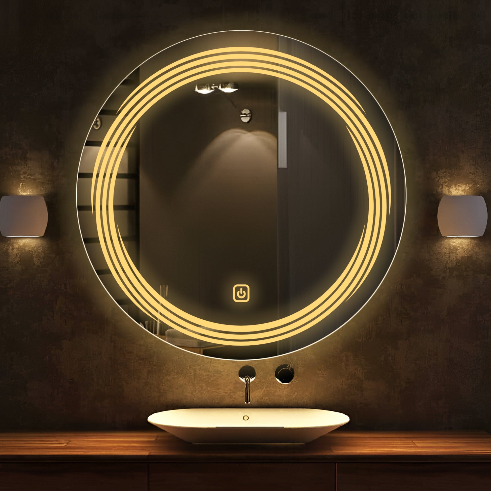 Modern Designer LED Rounded Shape Bathroom Wall Mirror