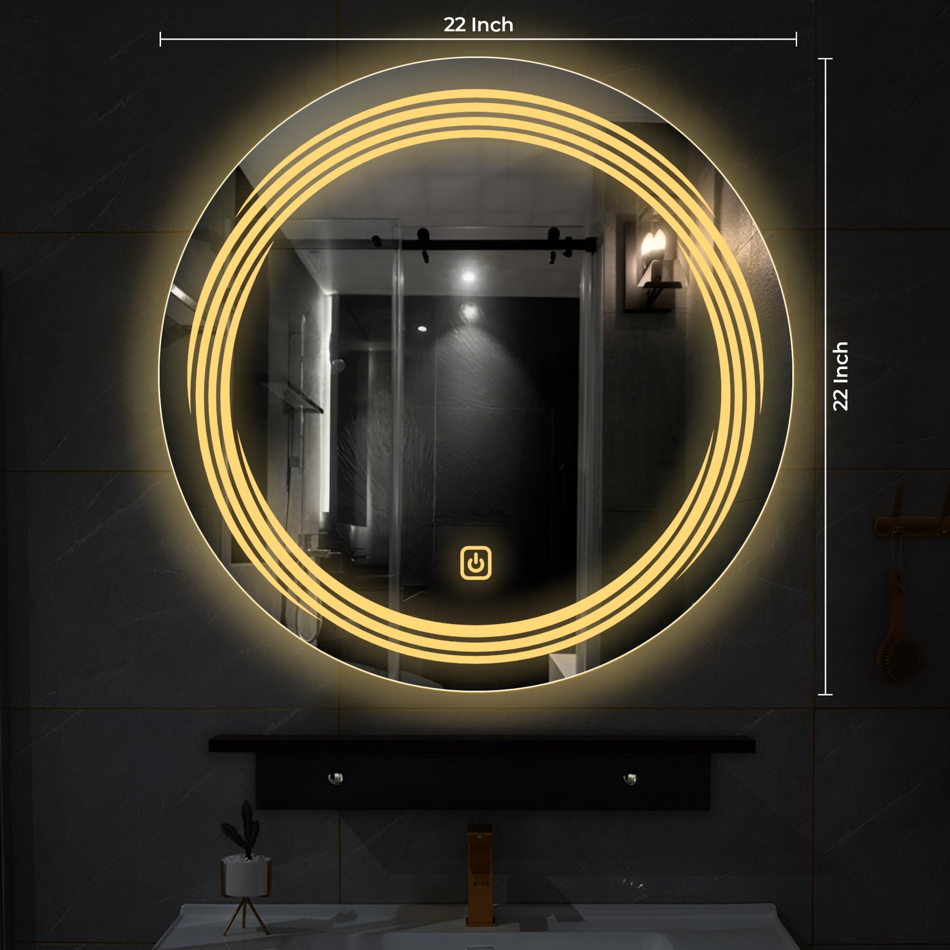 Modern Designer LED Rounded Shape Bathroom Wall Mirror