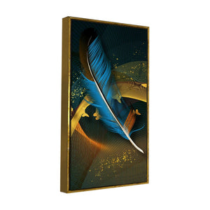 Modern Feathers and Beautiful Butterflies Premium Canvas Wall Painting