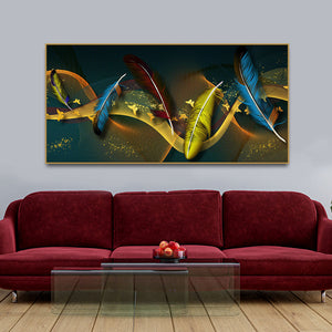 Modern Feathers And Butterflies Premium Canvas Wall Painting