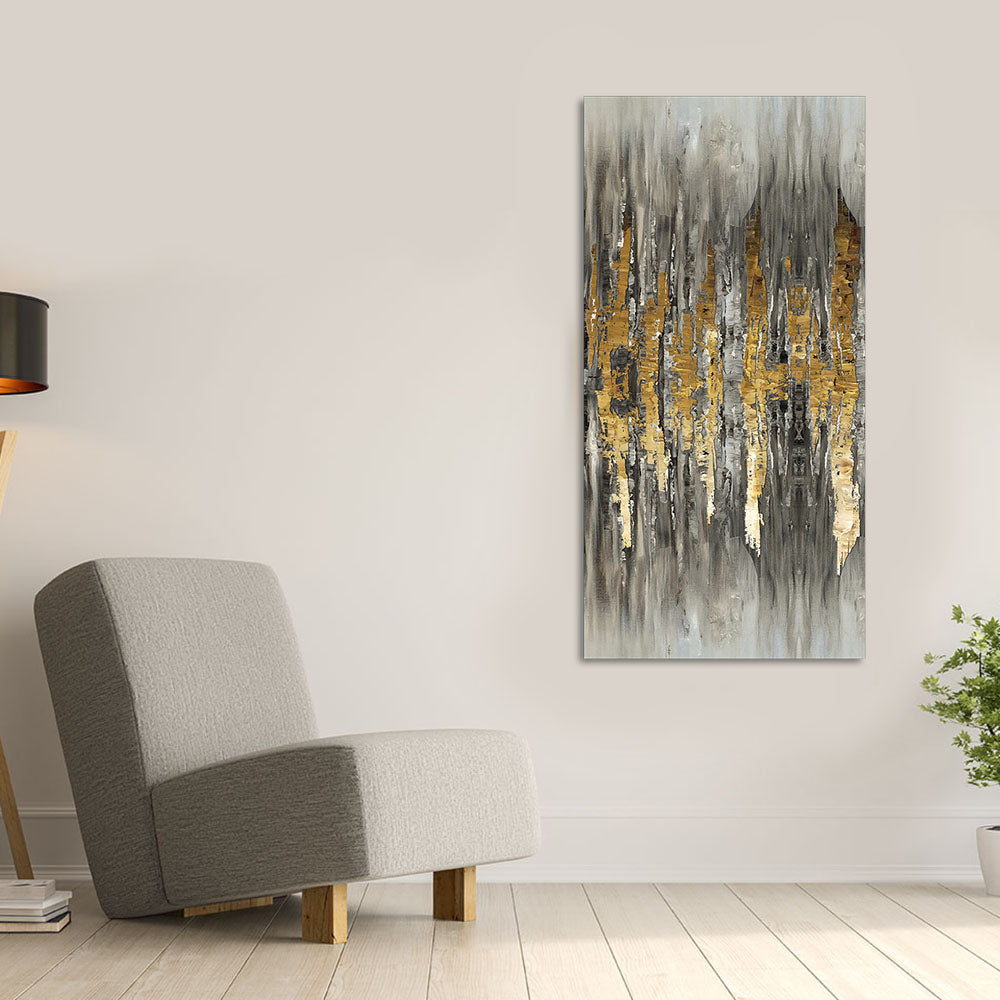 Modern Golden Abstract Pattern Premium Canvas Wall Painting