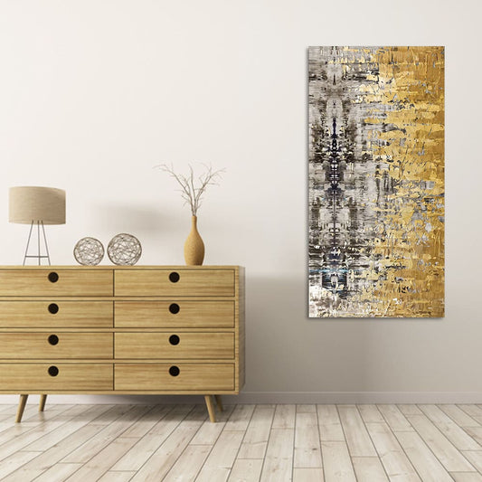 Modern Golden Abstract Textured Art Canvas Wall Painting