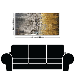 Modern Golden Abstract Textured Premium Canvas Wall Painting