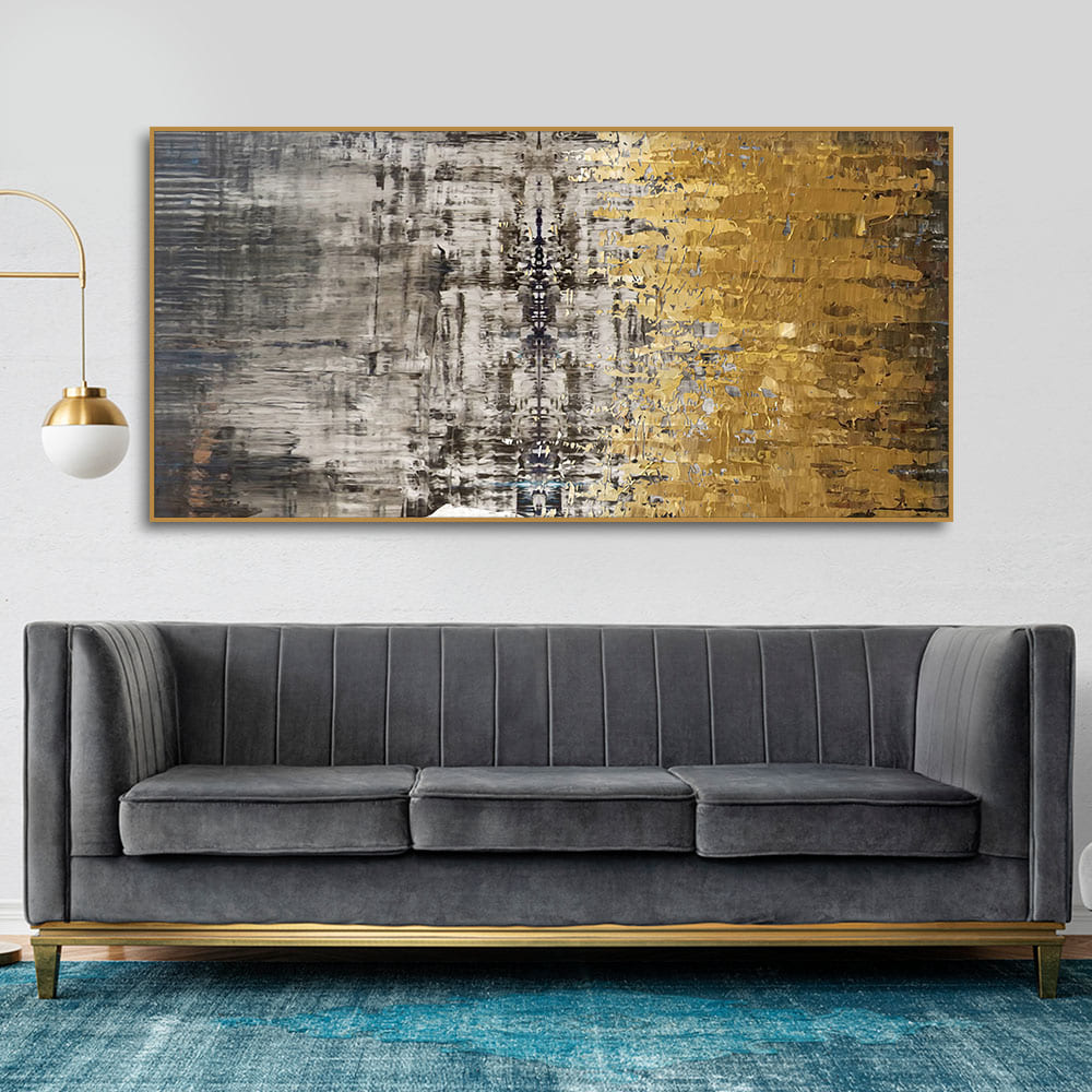 Modern Golden Abstract Textured Premium Canvas Wall Painting