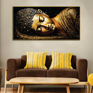 Modern Golden Buddha Statue Premium Canvas Wall Painting