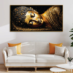 Modern Golden Buddha Statue Premium Canvas Wall Painting