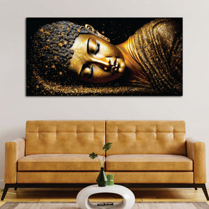 Modern Golden Buddha Statue Premium Canvas Wall Painting