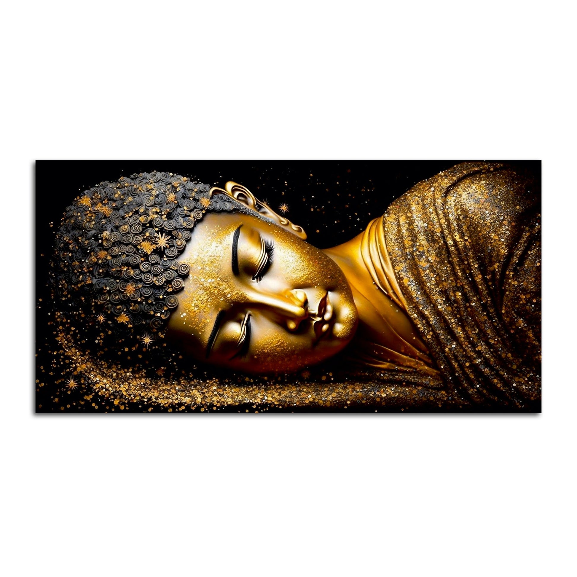 Modern Golden Buddha Statue Premium Canvas Wall Painting