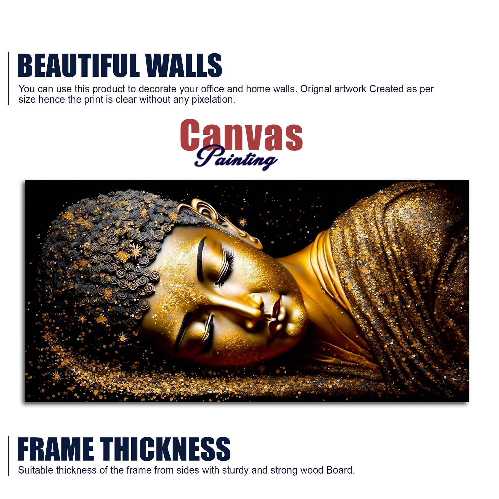 Modern Golden Buddha Statue Premium Canvas Wall Painting