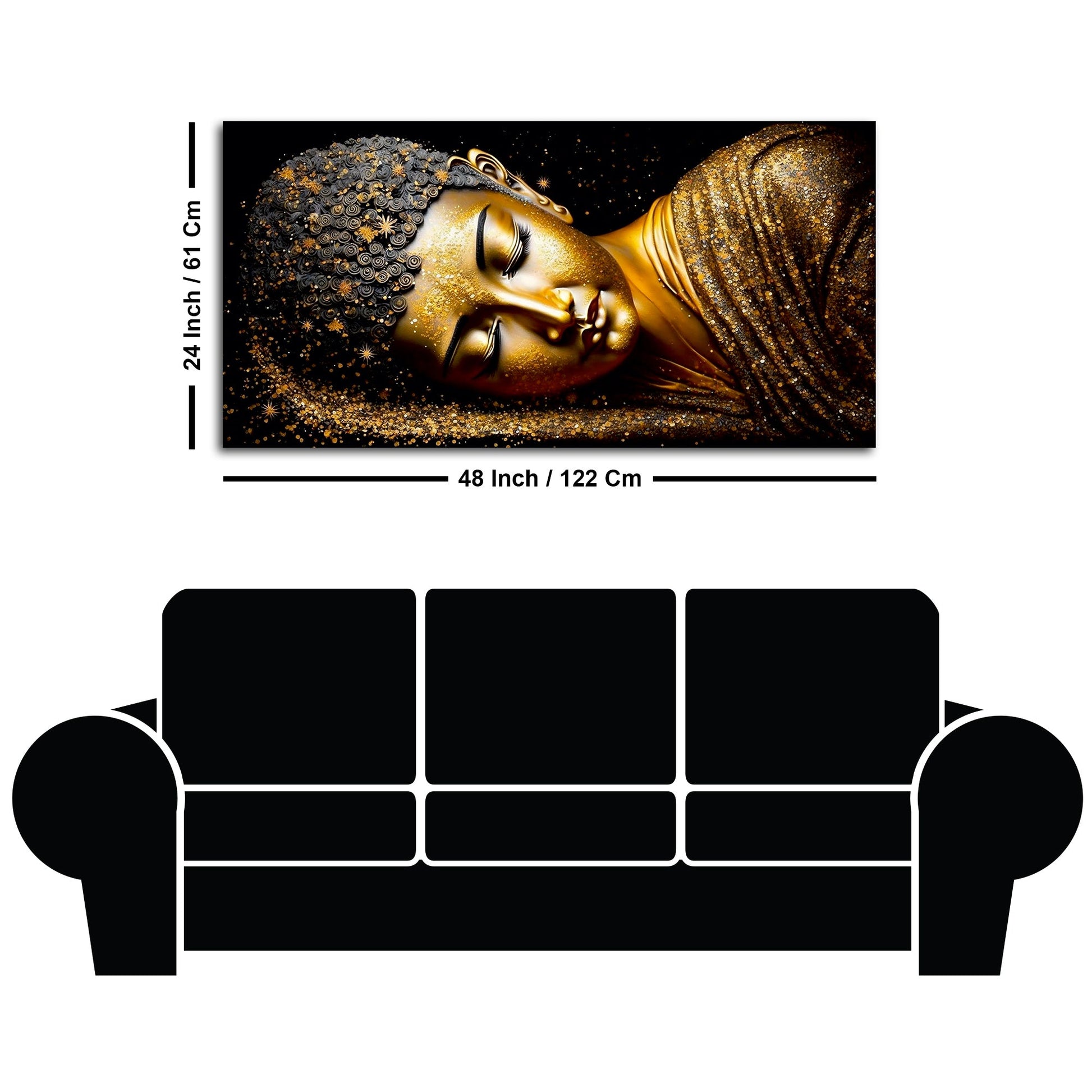 Modern Golden Buddha Statue Premium Canvas Wall Painting