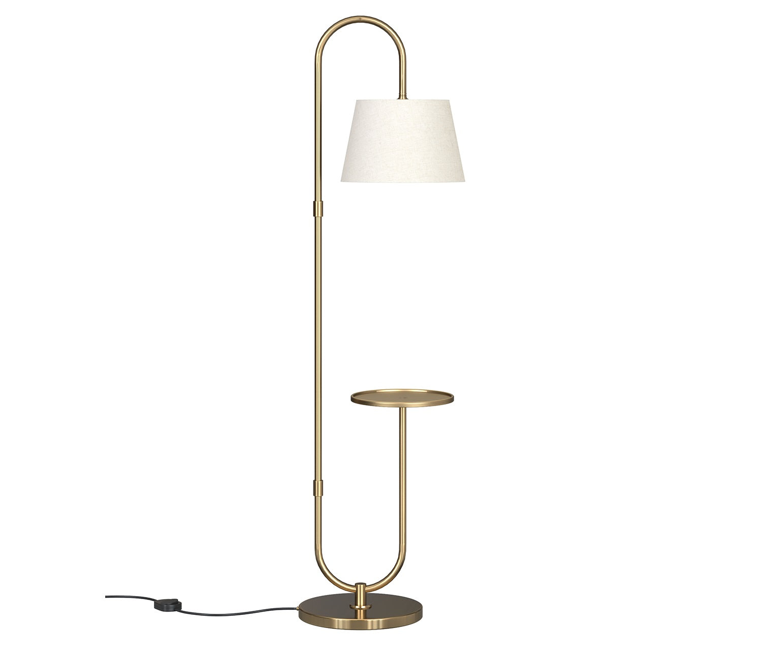 Modern Golden Metal Finish Curved Floor Lamp Standing with Table Shelf