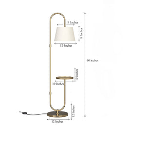 Modern Golden Metal Finish Curved Floor Lamp Standing with Table Shelf