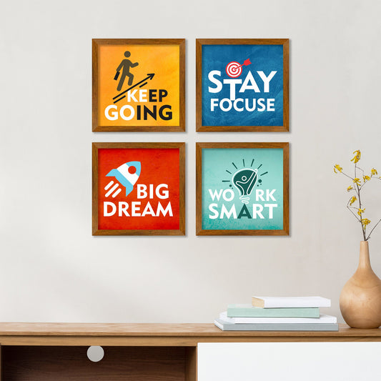 Modern Motivational Quotes Art Premium Art Wall Frame Set of Four