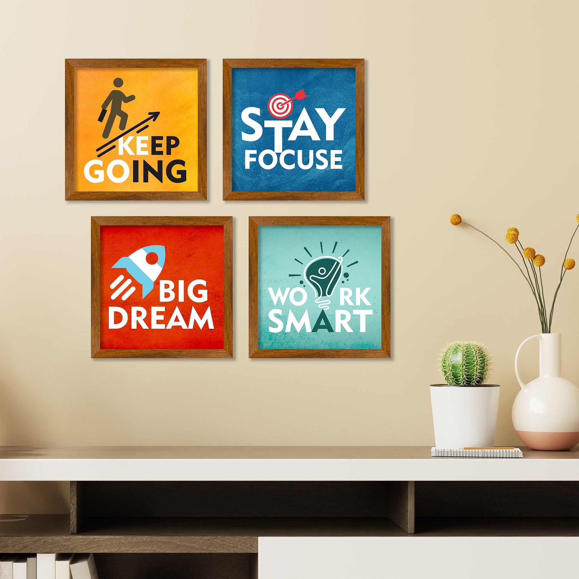 Modern Motivational Quotes Art Premium Art Wall Frame Set of Four