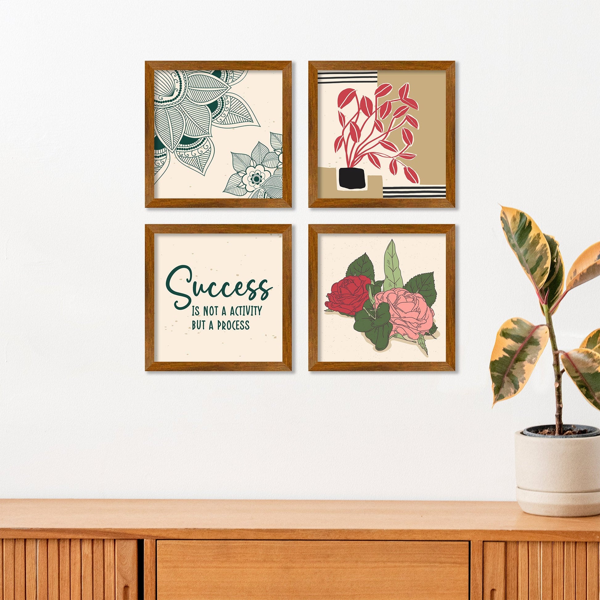 Modern Quotes Art Premium Art Wall Frame Set of Four