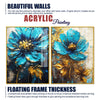 Modern Textural Blue Flower Artistic Acrylic Floating Wall Painting Set Of 2