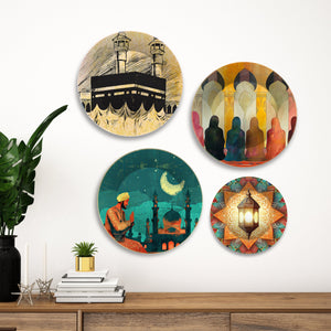 Mosque Islamic Premium Wall Plates Painting Set of Four