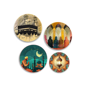 Mosque Islamic Premium Wall Plates Painting Set of Four