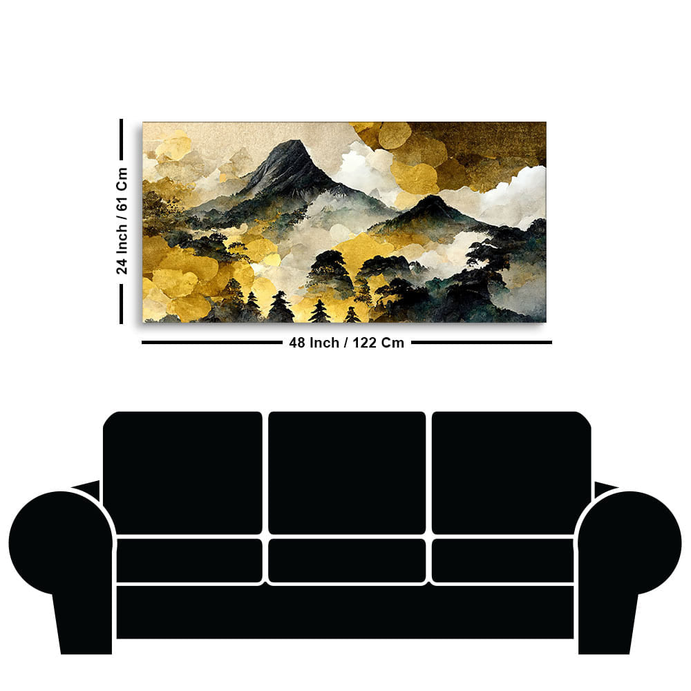 Mountain Scenery of Mount Fuji Premium Canvas Wall Painting