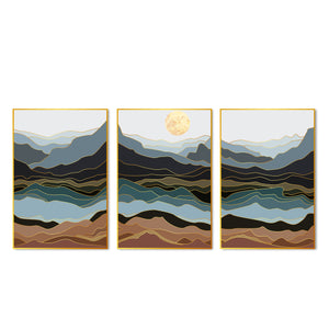 Mountains Abstract Floating Canvas Wall Painting Set of Three