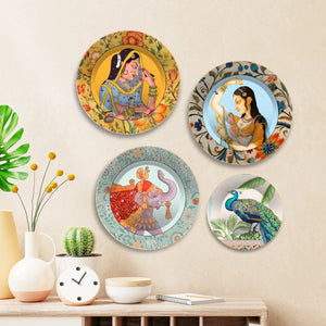 Mughal Art Premium Wall Plates Painting Set of Four