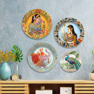 Mughal Art Premium Wall Plates Painting Set of Four