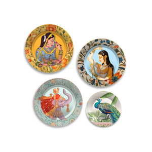 Mughal Art Premium Wall Plates Painting Set of Four