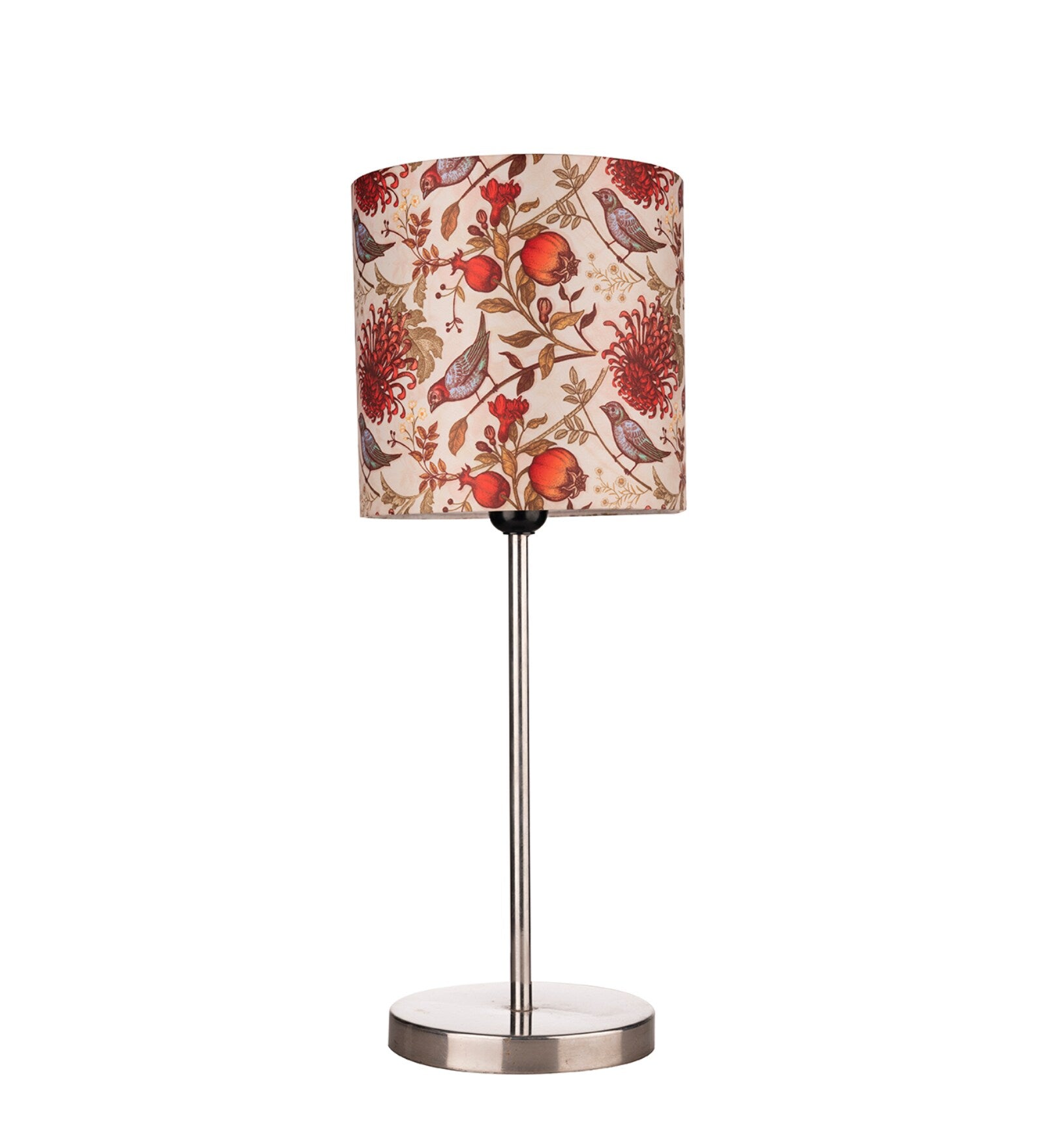 Multicolor Birds Art Shade Table Lamp with Silver Finish Base