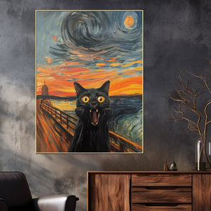 Munch The Scream Cat Cotton Canvas Wall Painting