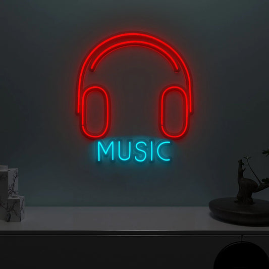 Music Headphone Design Neon LED Light