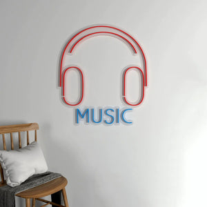 Music Headphone Design Neon LED Light