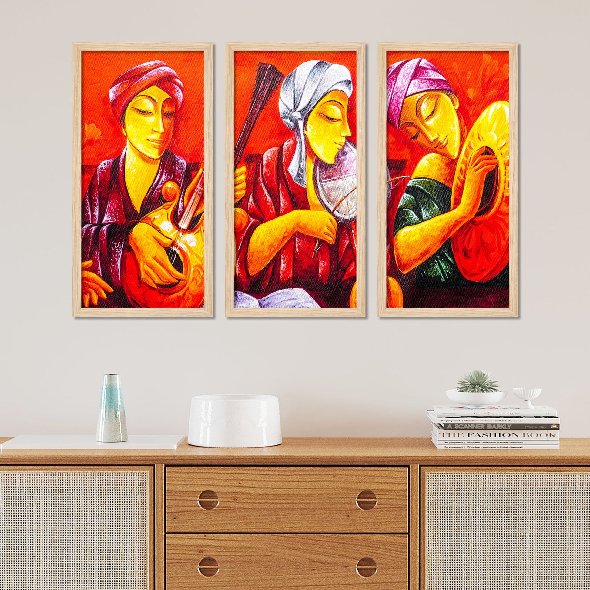 Musicians Playing Instruments Wall Frame Set of Three