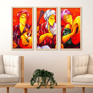 Musicians Playing Instruments Wall Frame Set of Three