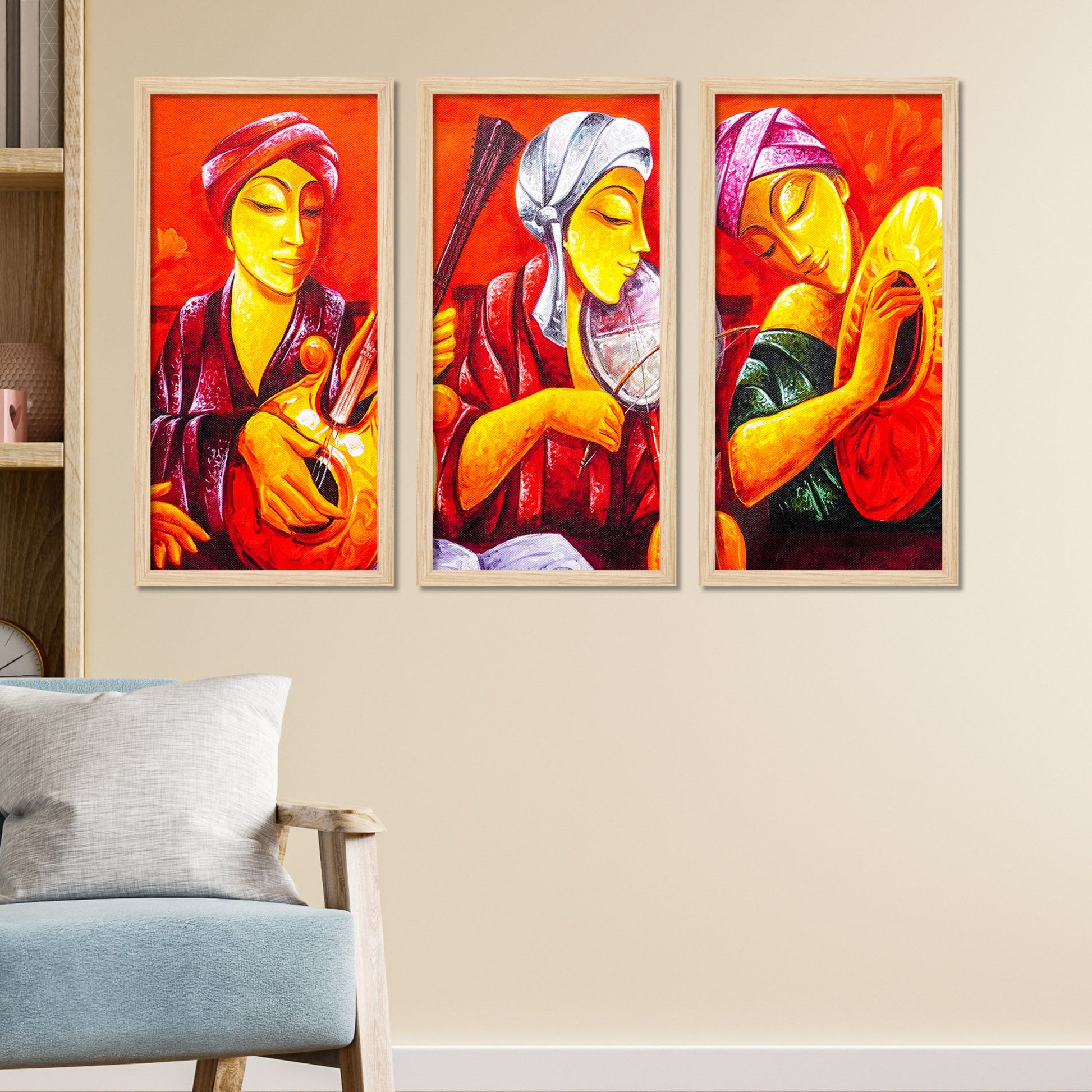 Musicians Playing Instruments Wall Frame Set of Three